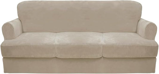 CUCRAF T Cushion Sofa Cover 4 Piece Slipcovers, Soft Thick Velvet Couch Cover by CUCRAF