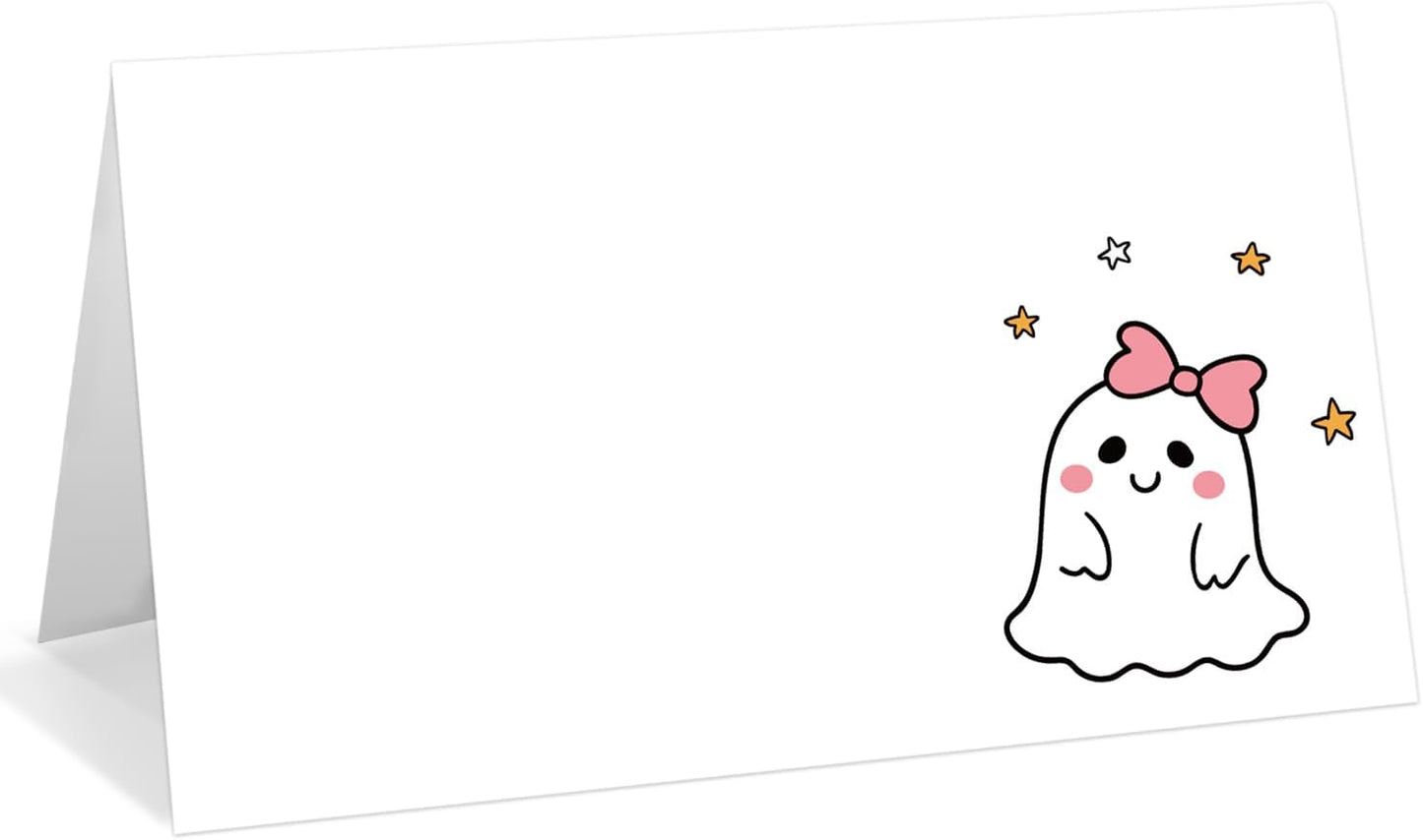 25 Pack Halloween Place Cards, Editable Name Cards for Table Setting, Spooky Tent Cards Food Label for Dinner Party, Bridal Shower, Wedding, Baby Shower and Events -T36