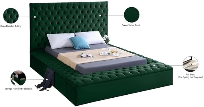 Meridian Furniture Bliss Collection Modern | Contemporary Velvet Upholstered Bed - Image 7