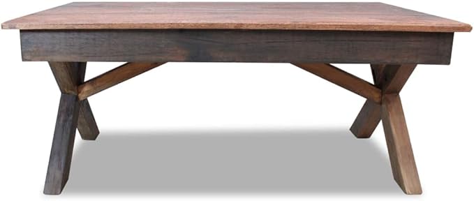 Rustic Farmhouse Coffee Table 43.3 Inch Handmade from Mixed Recycled Woods by Unknown