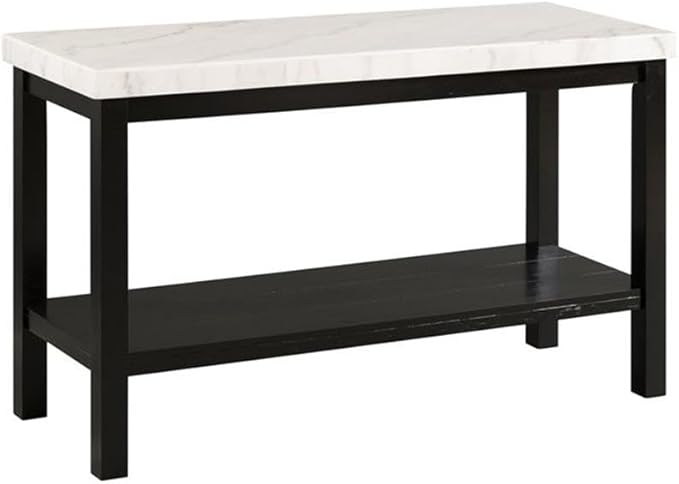 Picket House Furnishings Evie Wood Frame & Marble Top Console Table-White/Black by Picket+House