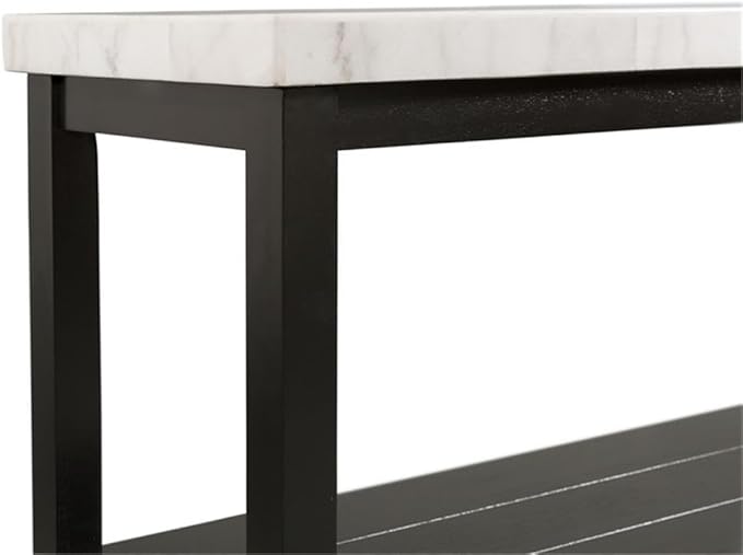 Picket House Furnishings Evie Wood Frame & Marble Top Console Table-White/Black - Image 7
