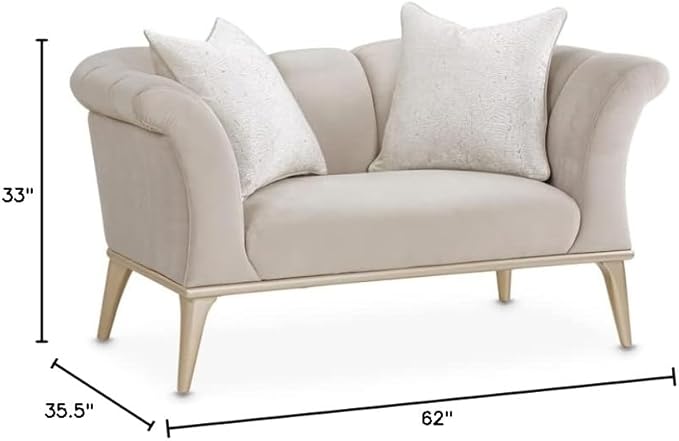 MICHAEL AMINI Yvette Chair and a Half in Porcini Velvet and Champagne Wood Frame - Image 3