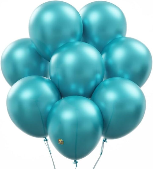 AFTERLOON® Biodegradable Balloons 50 pcs Pearlized Turquoise Blue (Tiffany) 10 Inch, Pearlescent Thickened Extra Strong Latex Helium Float, for Baby Gender Reveal Wedding Birthday Party Decorations