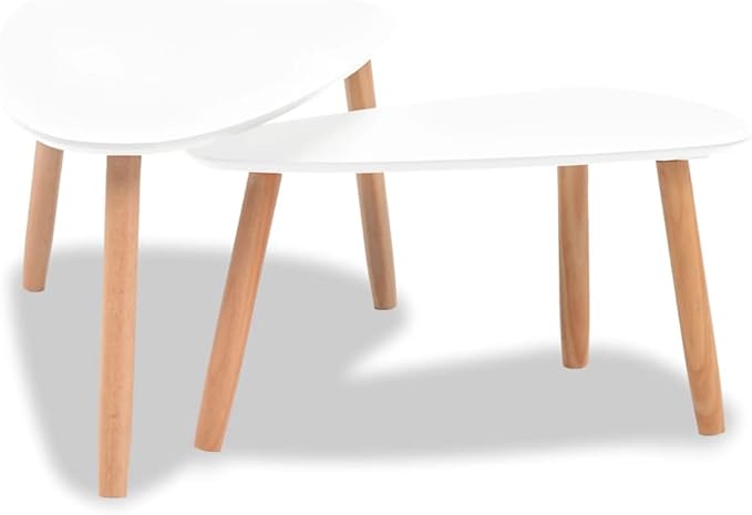 Coffee Table Set of 2, Scandinavian Oval Wood Nesting Tables - Image 4