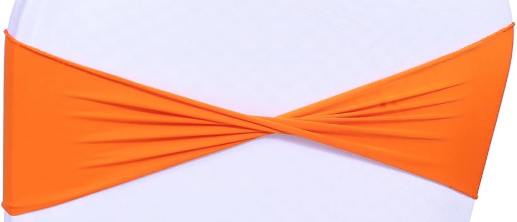 MDS Pack of 250 Spandex Chair Sashes Bows Elastic Stretch Dining Chair Bands Ties Without Slider Buckle Universal fits for Wedding Baby Shower Birthday Party Banquet Event Decoration - Orange