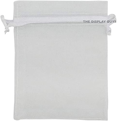TheDisplayGuys 100-Pack 3x4 White Sheer Organza Gift Bags with Drawstring, Jewelry Candy Treat Wedding Party Favors Mesh Pouch