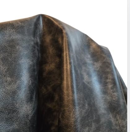 Black Vintage Distressed Soft Faux Leather Fabric PU Peta Approved Vegan by NATLeathers