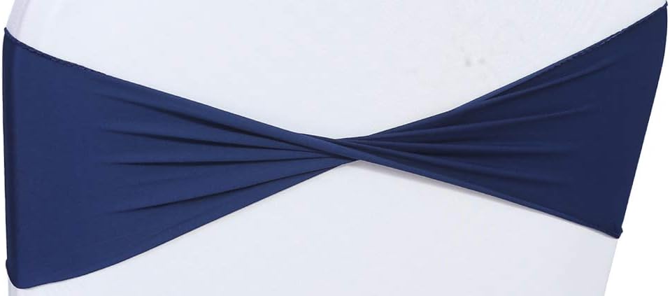 VDS Pack of 100 PCS | Navy Blue | Spandex Chair Sashes Bows Without Buckle | Stretch Elastic Banquet Universal Folding Chair Band Tie with for Wedding Party Conference Celebration Event Decoration