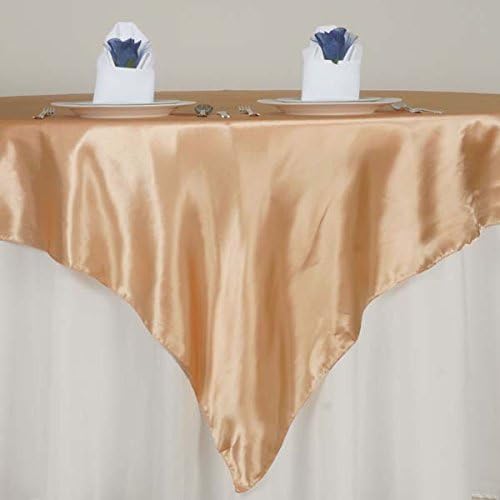 TABLECLOTHSFACTORY 72" Satin Square Table Overlay for Wedding Catering Party Table Decorations Peach (Table Toppers)-Pack of 5
