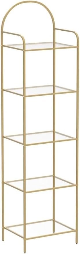 Hzuaneri Bookcase Bookshelf, Tempered Glass Bookshelves, Slim Shelving Unit - Image 4
