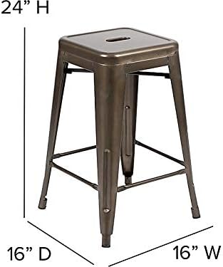 Flash Furniture Lily 24" High Metal Counter-Height, Indoor Bar Stool in Gun - Image 6