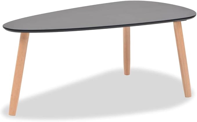 2 Coffee Tables Modern Coffee Table & Center Table Black MDF Tabletop Solid - Image 7