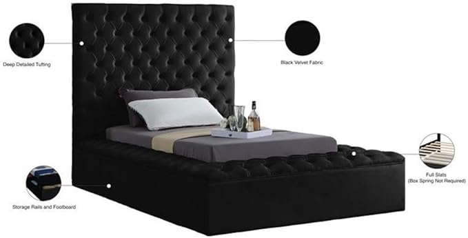 Meridian Furniture Bliss Collection Modern | Contemporary Velvet Upholstered Bed - Image 6