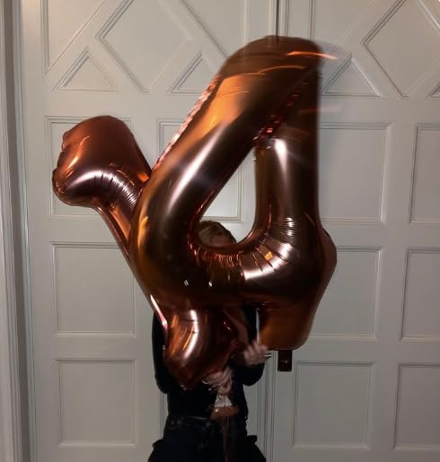 40 Inch Dark Brown Large Number 4 Birthday Balloon, Giant Number Four 14 24 34 40 44 Balloons, Coffee Brown Foil Mylar Big Balloons for Anniversary Graduation Supplies Decorations