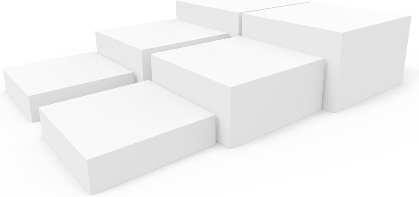 Buffet Risers, White Acrylic Cube for Buffet Table, Display Stand Shelf for Catering Dessert Collectibles Jewelry Figures Show, Food Display Nesting Risers with Hollow Bottoms, Cube, 6Pcs 10"x11"x12"