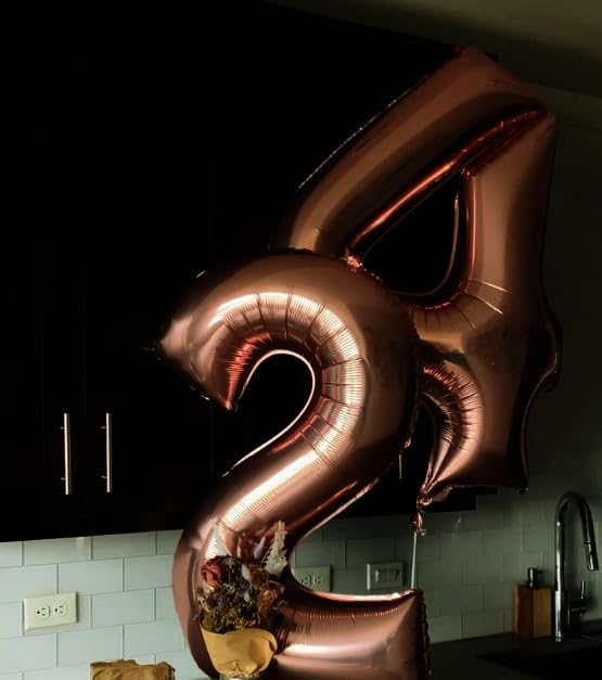 40 Inch Dark Brown Large Number 4 Balloons, Giant Foil Number Four 14 24 34 40 44 Balloons, Coffee Brown Mylar Big Balloon for Anniversary Graduation Decorations