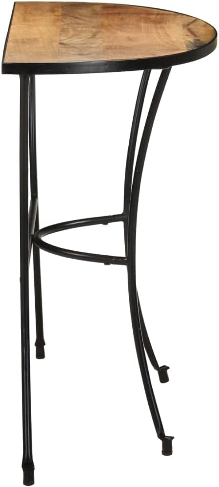 Half-Circle Solid Mango Wood Side Table 43.3"x15.7"x30.3" Natural Finish Narrow - Image 4