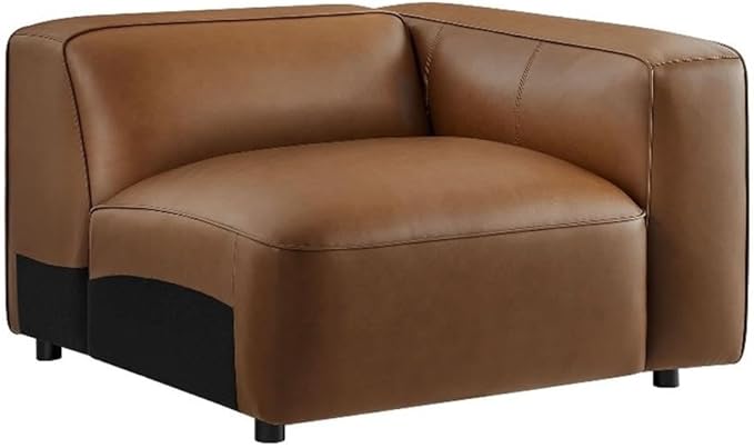 Modway Auren Vegan Leather Right Modular Armchair in Coffee by Modway