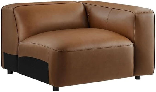 Modway Auren Vegan Leather Right Modular Armchair in Coffee by Modway