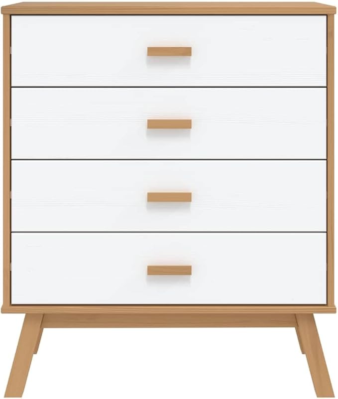 Scandinavian Drawer Cabinet in White and Brown - Image 7