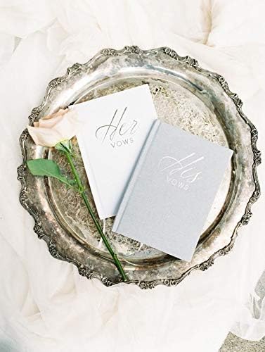 FLUYTCO Wedding Vow Book Keepsakes (2 Book Set, His & Hers) Linen Hardcover - Bonus Wedding day Cards - Vow Renewal - Bridal Shower Gifts - Booklet - Journal - Future Mrs & Mr
