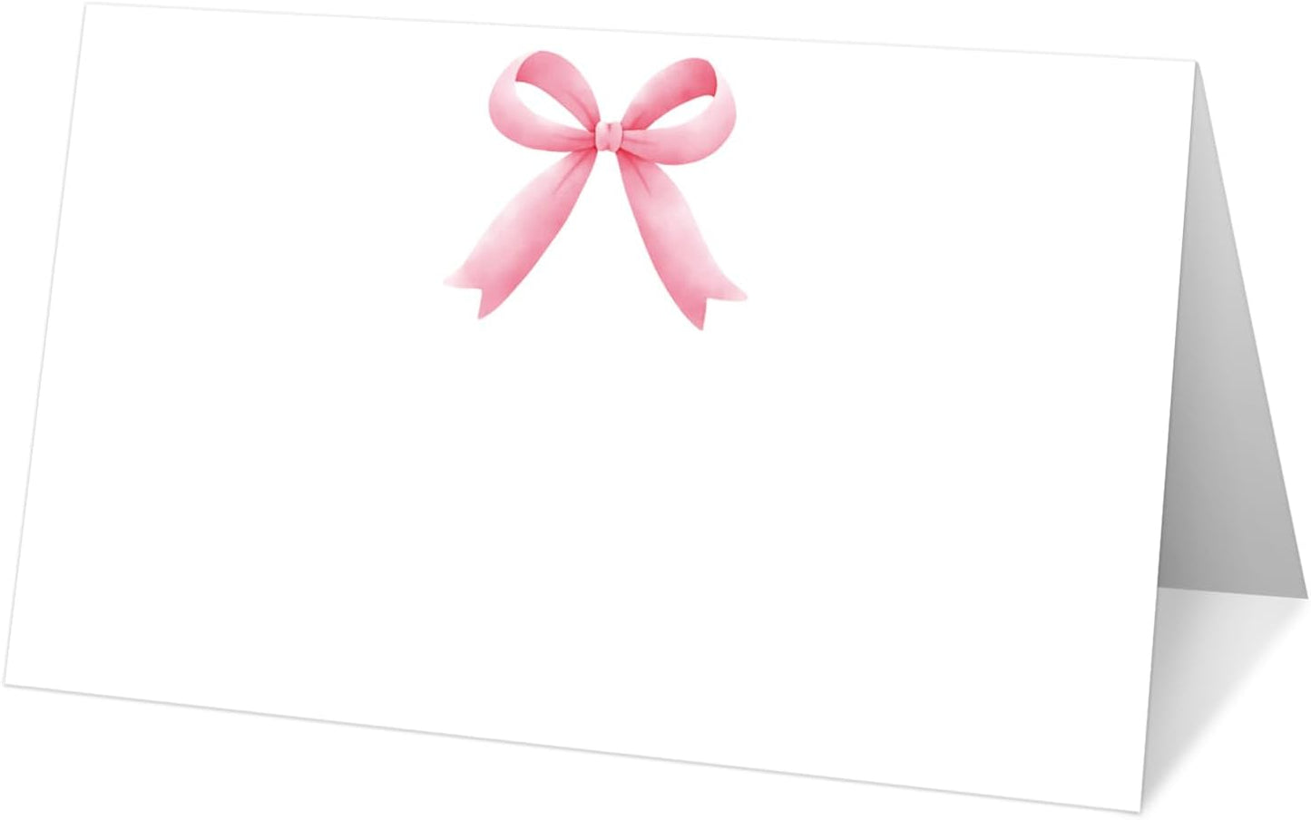 25 Pink Bow Place Cards for Table Seating, Watercolor Wedding Name Place Card, Tent Cards for Birthday Bridal Shower Baby Shower Reception Dinner Party Decorations -A23