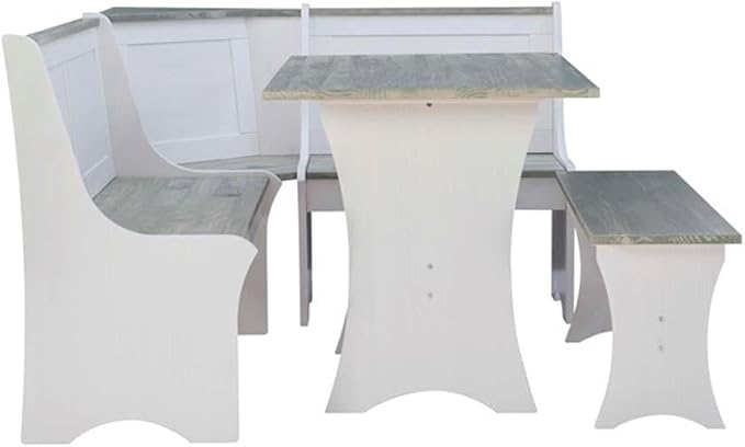 Riverbay Furniture Coastal Wood Corner Dining Nook - Image 9