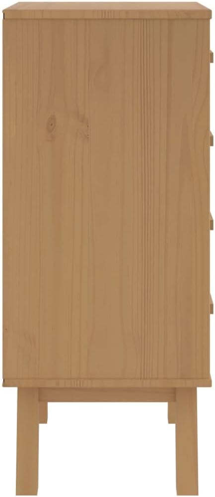 Scandinavian Style Grey and Brown Solid Pine Wood Bedside Cabinet - Image 8