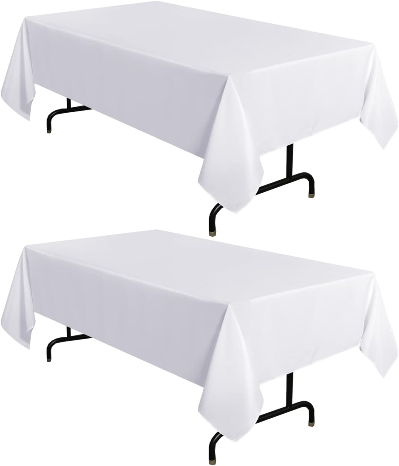sancua 2 Pack White Tablecloth 60 x 84 Inch, Rectangle 4 Feet Table Cloth - Stain and Wrinkle Resistant Washable Polyester Table Cover for Dining Tables, Buffet Parties and Camping