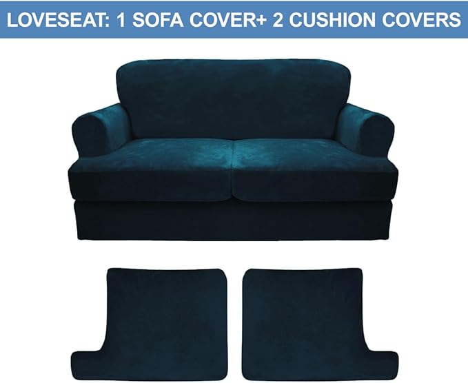 CUCRAF T Cushion Sofa Cover 3 Piece Loveseat Slipcovers, Soft Thick Velvet - Image 5