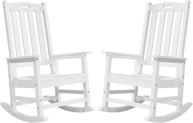 Psilvam Oversized Outdoor Rocking Chair Set of 2, HDPE Porch Rocker by PsilvamGardenFurniture