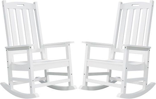 Psilvam Oversized Outdoor Rocking Chair Set of 2, HDPE Porch Rocker by PsilvamGardenFurniture