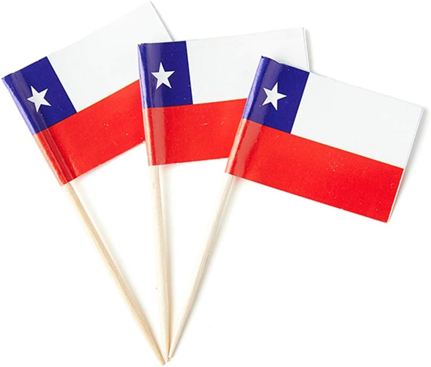 Chile Flag Chilean Flag, Small Mini Chile Toothpick Flags for Food, Cupcakes, Cocktails, Appetizers, Bar Party Decorations