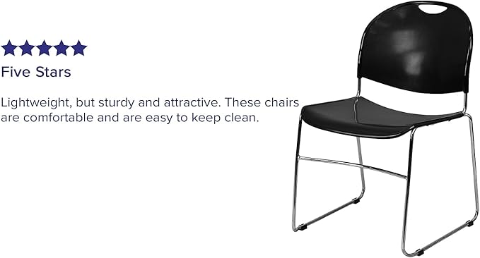 Flash Furniture HERCULES Series 880 lb. Capacity Black Ultra-Compact Stack Chair - Image 4