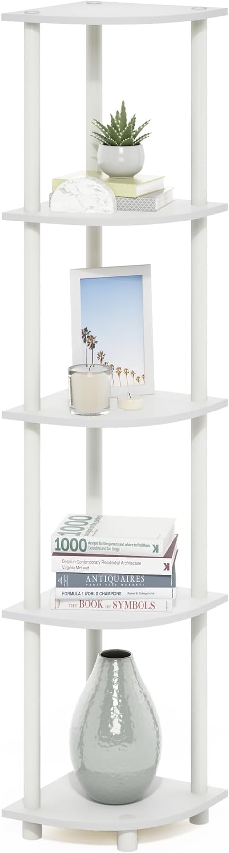 Furinno Turn-N-Tube Corner Shelf, 5-Tier Corner Bookshelf, Open Storage Shelves by Furinno-FitsYourSpaceFitsYourBudget