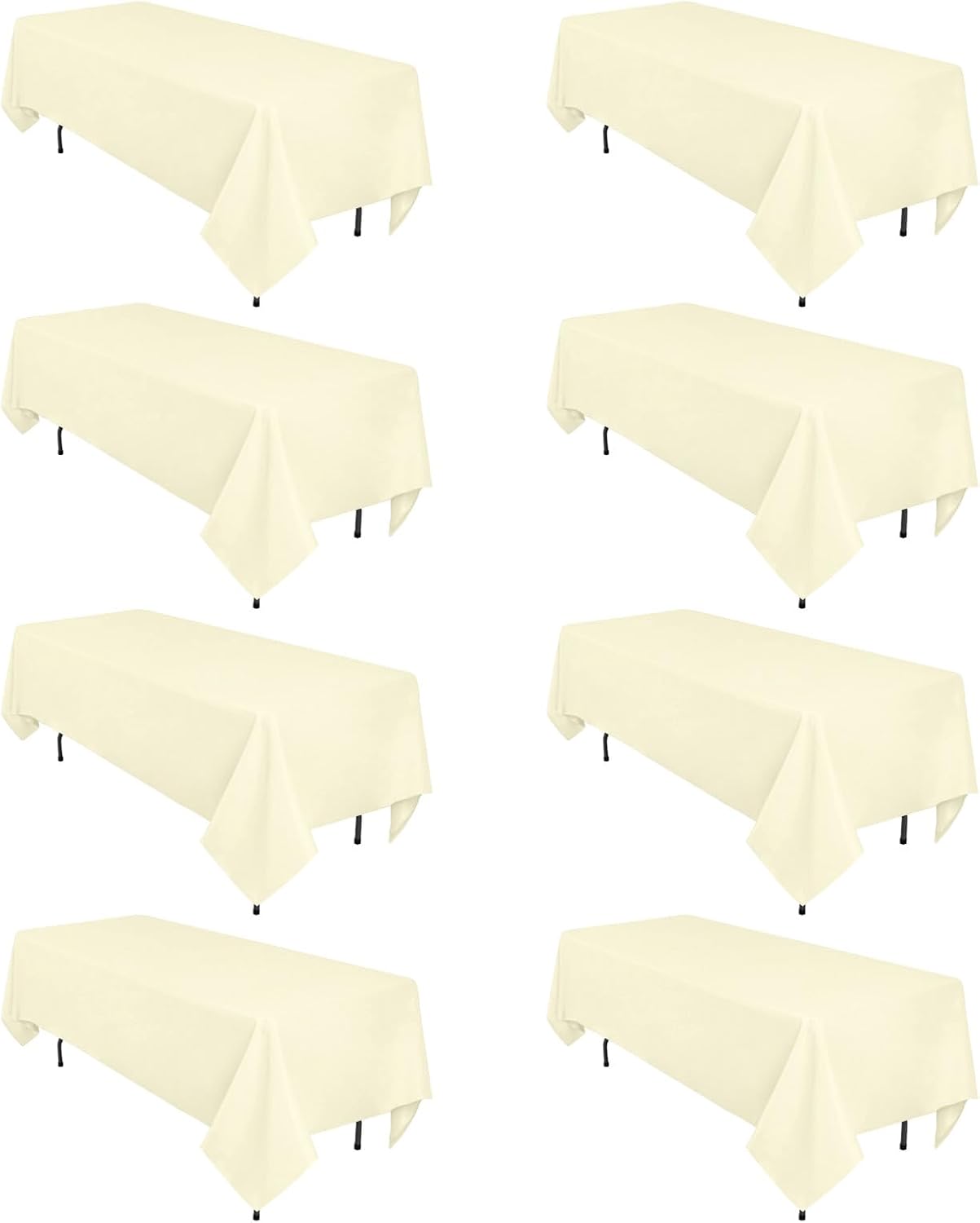 8 Pack Beige Tablecloth 60 x 126 Inch Rectangular Tablecloths for 8 Foot Rectangle Tables, Wrinkle Resistant Beige Table Cloth Washable Polyester Fabric Table Covers for Buffet Wedding Party Banquet