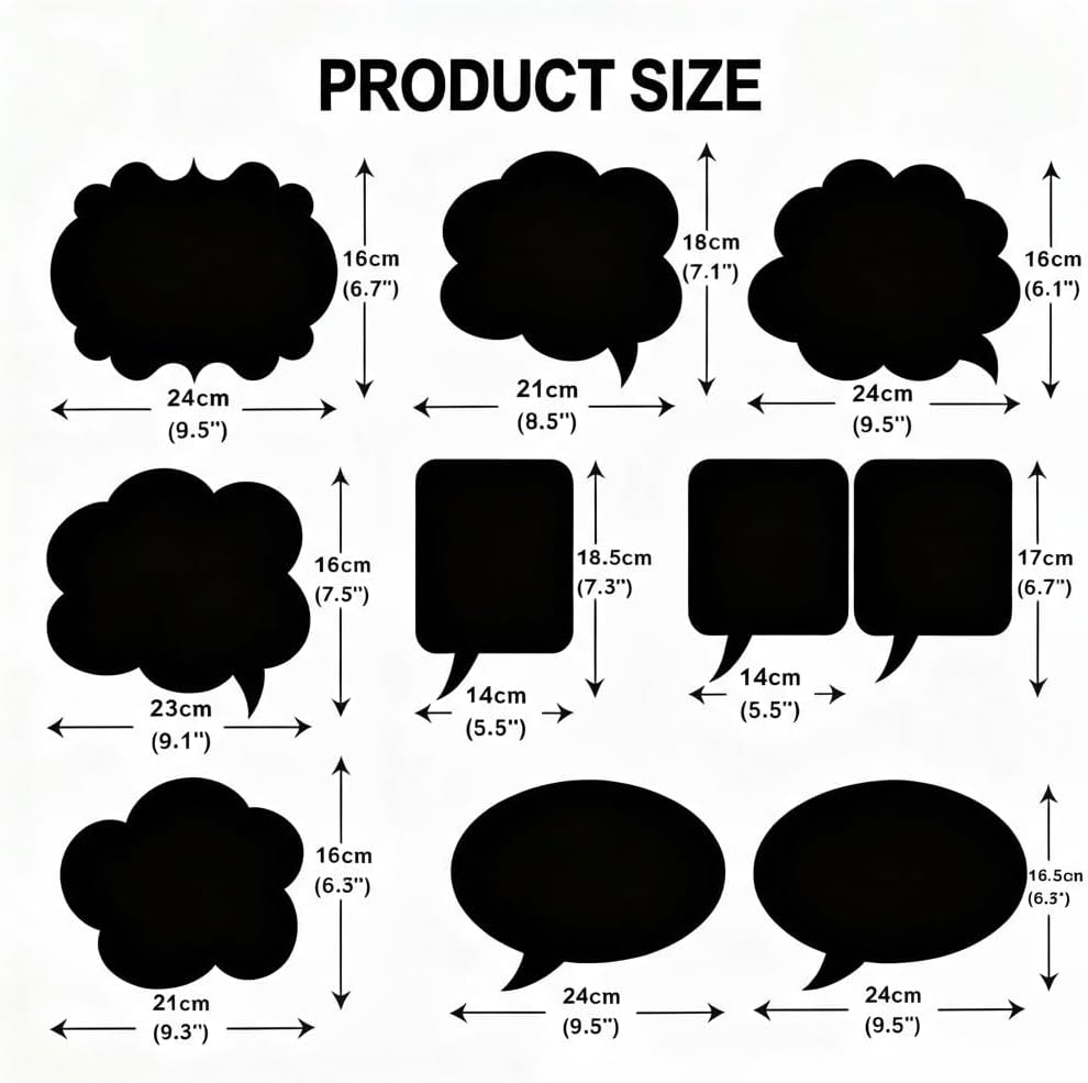10pcs Blank Photo Booth Props - Writable Chalkboard Signs with Chalk & Sticks, for Wedding, Birthday, Baby Shower