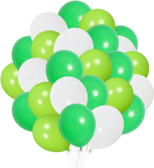 300 Pack Green and White Balloons 100 of each of the 3 colors 12 inch Green White Light Green Latex Party Balloon Bulk for Various Party Events Decorations