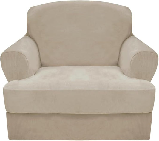 CUCRAF T Cushion Sofa Cover 2 Piece Armchair Slipcovers, Soft Thick Velvet by CUCRAF