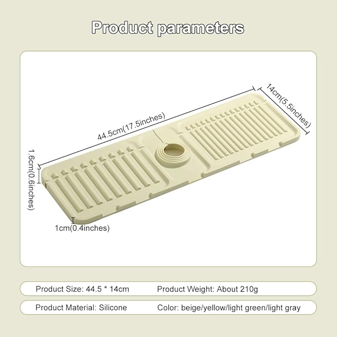 Faucet Mat for Kitchen Sink, 2024 Upgrade Faucet Guard Draining Mat Silicone - Image 3