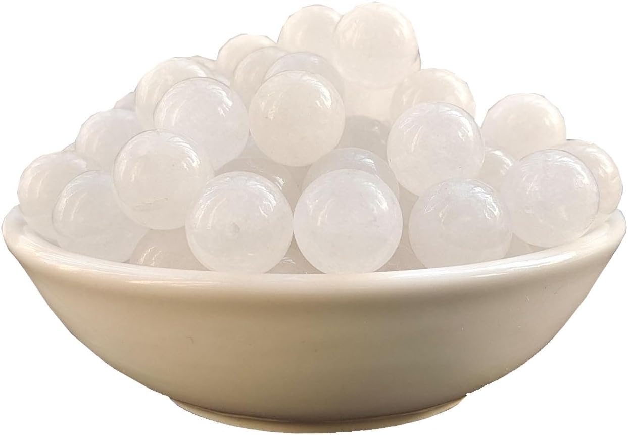 Stone Beads 10mm 60pcs White Jade Beads Round Loose Gemstones Beads for Bracelet Necklace Jewelry Making (10mm, 61018 White Jade)