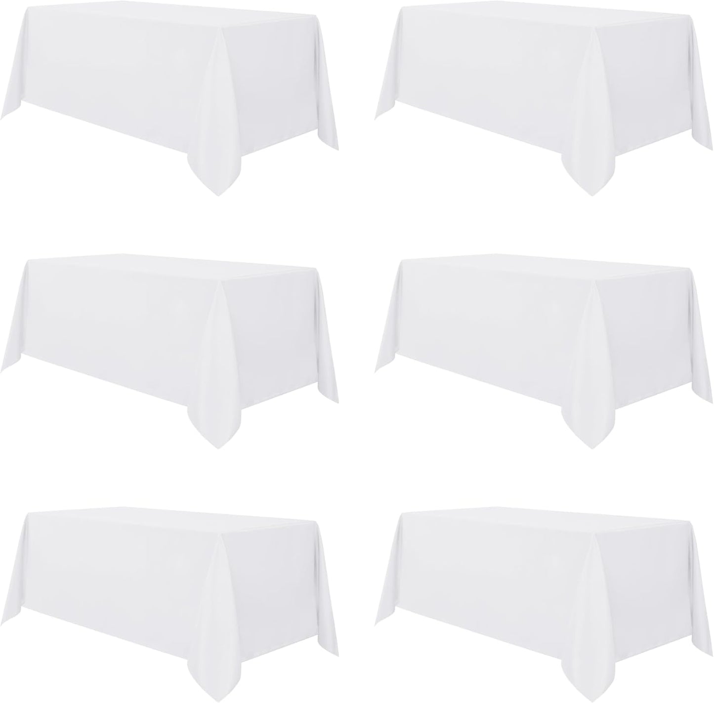 sancua 6 Pack White Tablecloth 90 x 132 Inch - Rectangle Table Cloth for 6 Feet Tables Stain and Wrinkle Resistant Washable Polyester Table Cover for Dining Wedding Banquet Party Buffet Restaurant
