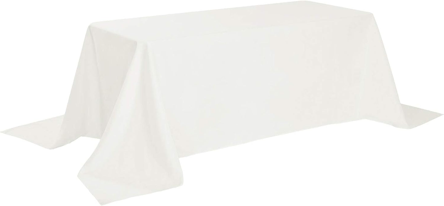 Rectangle Tablecloth 90x156 inch Washable Polyester Fabric Table Cloth for Wedding Party Dining Banquet Decoration（90x156, Ivory）