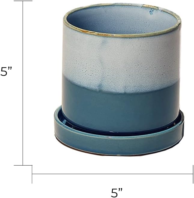 CHIVE ‘Minute’ Ceramic Planter Pot — Cute 5” Colorful Succulent Pots for Indoor & Outdoor House Plants — Beautiful Modern Farmhouse Kitchen Decor — Blue Aqua