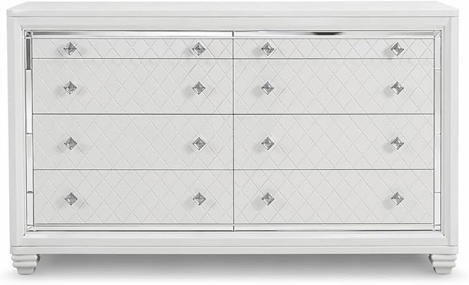 First of a Kind Shiney Contemporary 5 Piece King Bedroom Set High Gloss White - Image 5