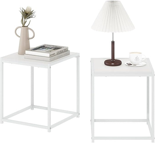Furinno CAMNUS Side Table Set of 2, Metal Frame End Table, Square Open Frame by Furinno-FitsYourSpaceFitsYourBudget