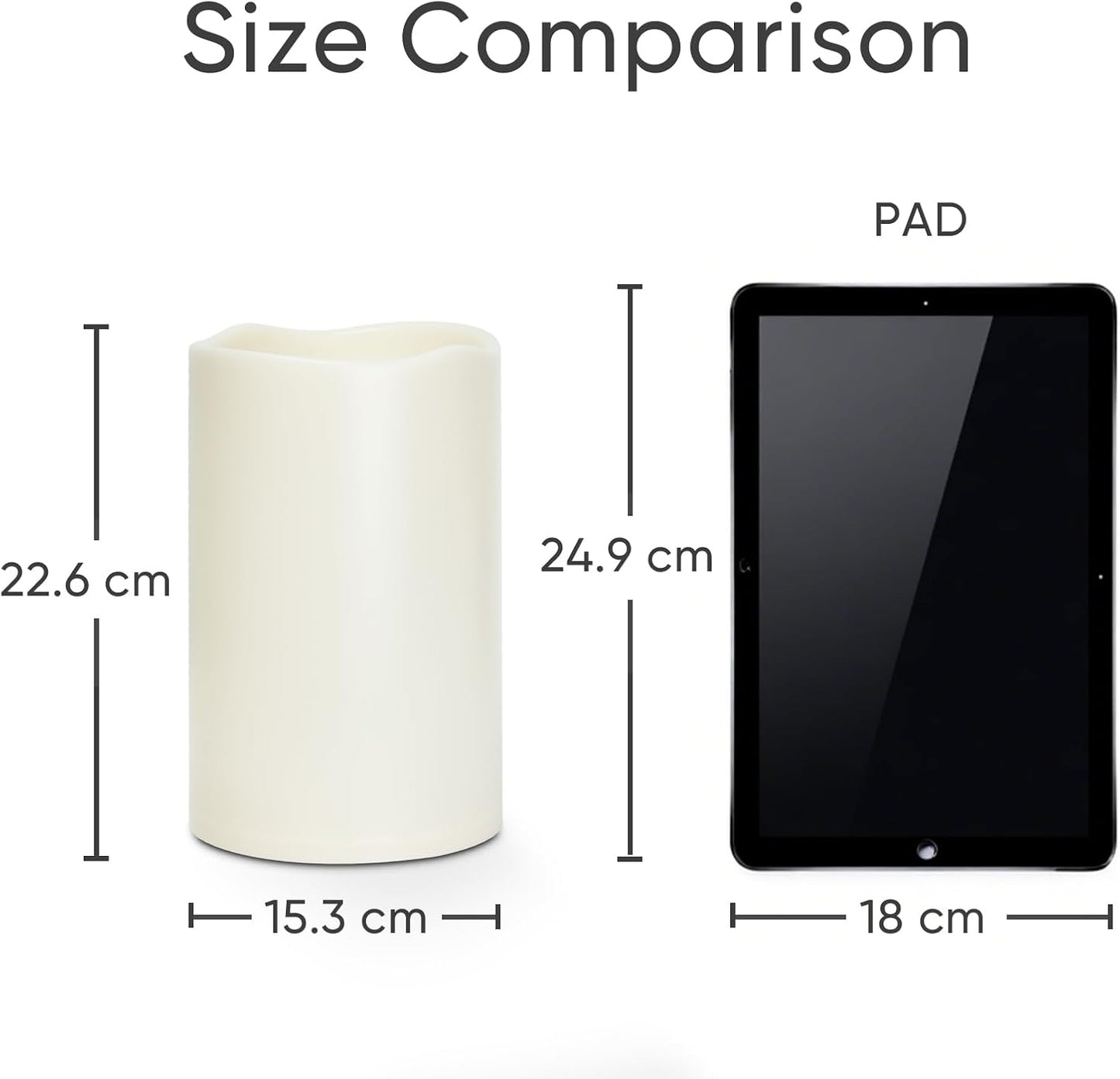 Homemory 6" x 9" Extra Large Outdoor Waterproof Candle with Auto 6-Hour Timer, No Remote, Ivory Plastic Made, Long Last for Half A Year