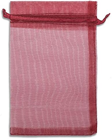 TheDisplayGuys 100-Pack 6x8 Maroon Sheer Organza Gift Bags with Drawstring, Jewelry Candy Treat Wedding Party Favors Mesh Pouch