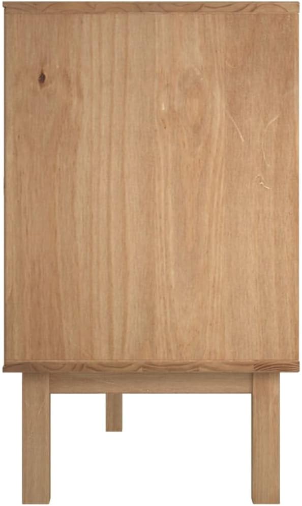 Scandinavian Sideboard with 3 Drawers and 2 Doors in Warm Brown Solid Pine Wood - Image 6